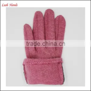 Ladies Pink Woolen Gloves With Rabbit Fur Ball thumbnail-1