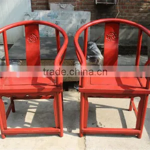 Commercial Furniture, Antique Pine Wood Red Chair thumbnail-1
