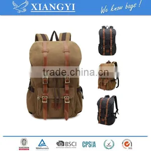 Vintage Men's Military Canvas Leather Travel Backpack Hiking Rucksack School Bag New Design in 2016 thumbnail-1