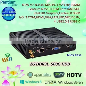 Mini PC Desktop Computer With Pentium Quad Core N3510 N3520 HD Graphics 500G Harddisk 2G RAM thumbnail-1