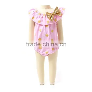Pink Gold Polka Dots Baby Bodysuit Wholesale Infant Clothing Baby Romper thumbnail-1