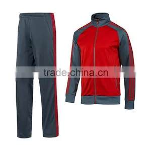 100% Polyester Tricot Tracksuit in Red/Grey Color Combination thumbnail-1