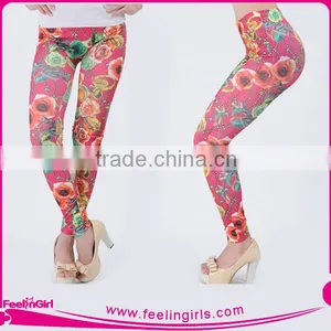 New Design Flower Custom Printed Colorful Running Girls Tights thumbnail-3