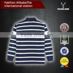 2016 Hot Selling Washed Striped Long Sleeve for Big Size Polo Shirt thumbnail-6