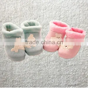 Winter Thermal Cotton-padded Waterproof Anti-slip Soles Slippers,home Floor Microsuede With Teddy Logo Warmly Children Boots thumbnail-1