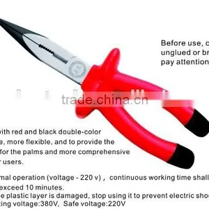 Long Nose Pliers With Red Insulated Handle thumbnail-1