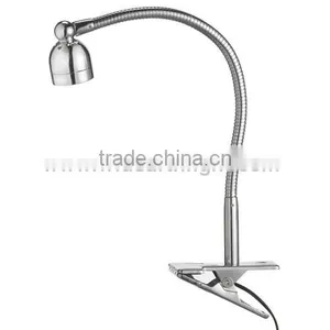 FCC Listed Brushed Nickel Iron LED Clam Reading Lamp With Adjustable Flexible Arm T80219 thumbnail-1