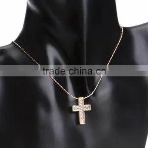 Jewelry Crystal 18k Gold Cross Pendant Necklace Quality Choice thumbnail-5