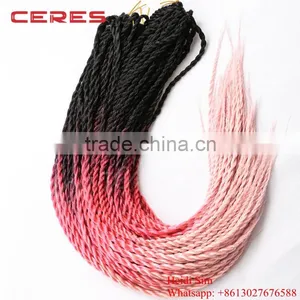 Japanese Fiber Solid and Ombre Color Senegalese Twist Hair Crochet Hair Extension thumbnail-2