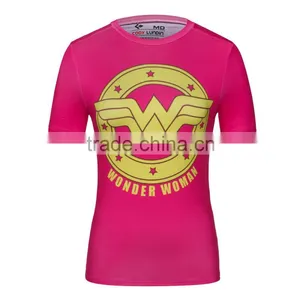 Ladies DC Comics Superhero Wonder Women/Bat-men/ Captain America Athletic T Shirt Compression Bodybuilding Tee Tops thumbnail-2