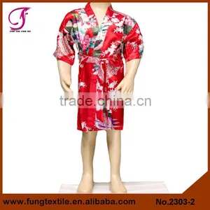 2304 Wholesale Children Peacock Pattern Silk Satin Robe thumbnail-2