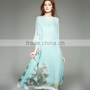 High Quality Women Silk Dress For Printing Fine thumbnail-1
