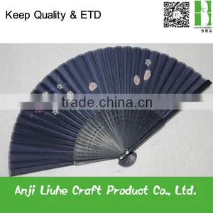 Japanese Style Bamboo Folding Fan With Black Ribs thumbnail-1