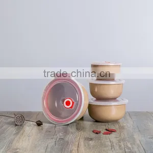 Organic Eco-friendly Cheap Kitchen Rice Husk Fiber 4pcs Round Bowl thumbnail-5