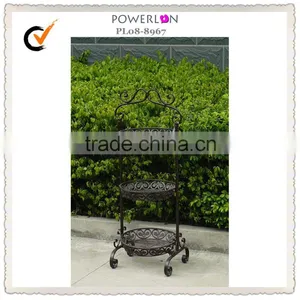 2-Tier Round Iron Standing Basket thumbnail-2