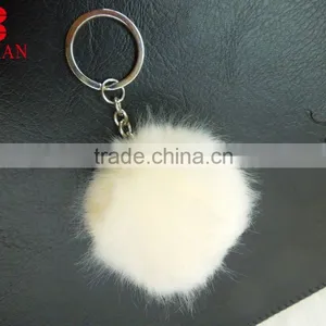 Good Quality White Rabbit Fur Keyring for Gift thumbnail-2