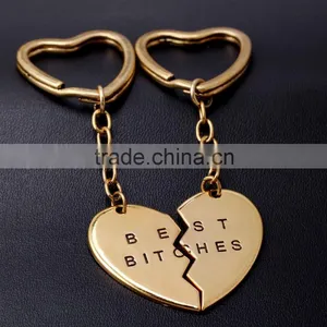 Hot Keyrings Friendship Gifts Heart Pendant Best Bitches Key Chain thumbnail-6