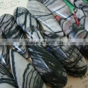 17*44mm Natural Flat Teardrop Smooth Web Jasper Stone Loose Beads thumbnail-1