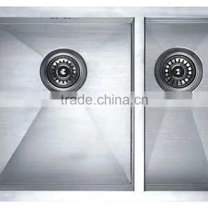 Two Bowls Stainless Steel Commerical Hand Made Kitchen Sink With Drainboard GR-606 thumbnail-2