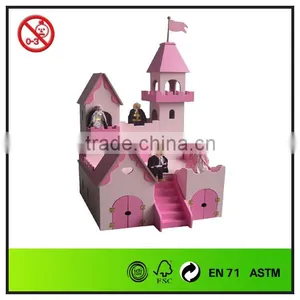 Promotional Pink DIY Wooden Castle With Soldier thumbnail-1