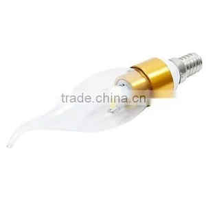 AC85-265V E14 3W 6SMD5730 Cool White Led Candle Tail Light,glod Aluminum House With Glass Cover thumbnail-1