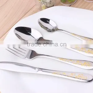 High Grade Gold Plated Stainless Steel Flatware Set Wholesale Gold Knife Fork Set KX-S148 thumbnail-2