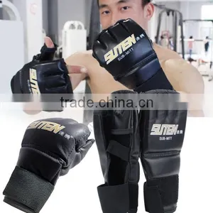 New Leather MMA Muay Thai Training Punching Bag Half Mitts Sparring Boxing Gloves thumbnail-2