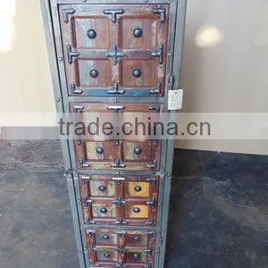 VINTAGE IRON AND WOODEN CABINET thumbnail-1