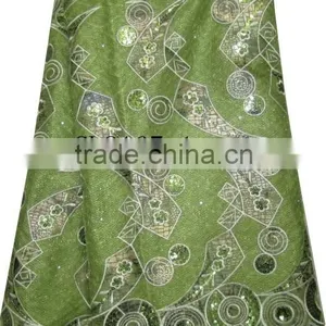 African Organza Lace With Sequins Embroidery CL8167-1green thumbnail-1