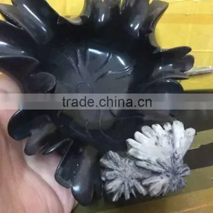 Beautiful Plum Blossom Obsidian Ashtray,natural Hand Carved Ashtray thumbnail-1