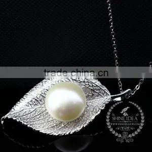 925 Sterling Silver Spring Leaf Pearl Creative Pendant Necklace Fashion Women Necklace Jewelry 6360457 thumbnail-2
