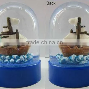 Plastic Sea Snow Globe With Boat Figurine Inner thumbnail-1