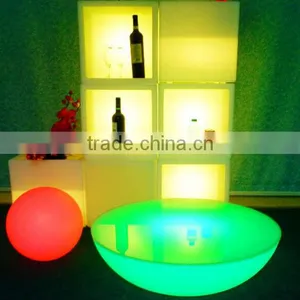 60CM LED Remote Halfmoon Table/ Hot Sell LED Rechargeable Halfmoon Coffee Table/LED Outdoor Lawn Halfmoon Cocktail Table thumbnail-1