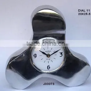 Ship Propeller Style Cast Aluminium Table Clock With Stepped Base Available in Other Finishes Available thumbnail-1