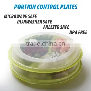 3-compartment Meal Prep Plastic Microwave Portion Control Plates Section Divided Dish With Air Vented Lids thumbnail-5