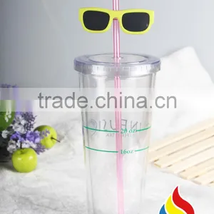 Eco-friendly 16oz Double Wall Clear Plastic Tumbler With Lid For Juice thumbnail-1