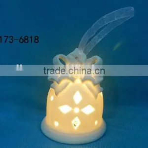 White Bisque Ceramic Christmas Tree Ornaments Wiht Led Light thumbnail-6