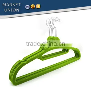 ABS Plastic Velvet Antiskid Suit Hangers Flocking Clothes Hanger With Pulley thumbnail-1