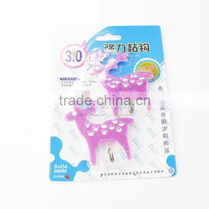 2 Pcs Cute Deer Shape Self Adhesive Wall Door Hook thumbnail-1