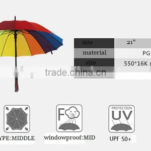 Promotional Gifts Ideas Strong Fiberglass Ribs Rainbow Golf Umbrella thumbnail-6