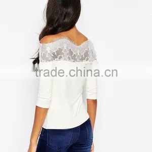 China Factory OEM ODM 2015 New Fashion Customized Top and Blouse With Lace Off Shoulder thumbnail-2
