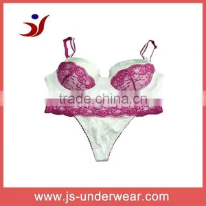 Sexy White Satin Lace Lingerie Bra Set thumbnail-1