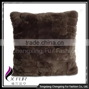 CX-D-22C Newest White Soft Rex Rabbit Fur Pillow Case Manufacturer thumbnail-2