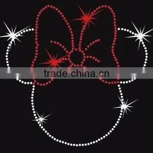 Red Bowtie and Mouse Design Hot Fix Motif Rhinestone Transfers thumbnail-1