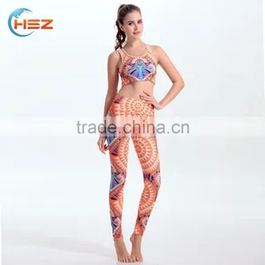 HSZ-YD46009 Private Label Womens Fitness Apparel Wear Colorful Tight Yoga Pants Sexy Tank Tops 2017 New Mix Leggings Wholesale thumbnail-1