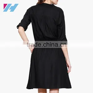 Latest Korean Fashion Wholesale Ladies Clothing Long Sleeve Office Skater Dresses thumbnail-4
