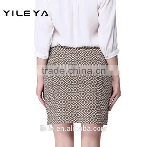 Elegant Printed Short Ladies Office Uniform Skirts With Zip Decoration thumbnail-2
