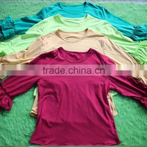 Plus Size Cotton Mom Shirts Solid Color Ruffle Top 3/4 Sleeves Lady Blouse Wholesale Mom Top Spring Summer Women Clothes thumbnail-1