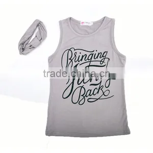 Wholesale 3 Pieces Kids t Shirt Casual Beach Wear Set w/ Headband thumbnail-2