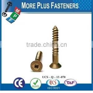 Made in Taiwan Zinc Plated Silicon Bronze Solid Brass Flat Head Square Drive Robertson Wood Screw thumbnail-1